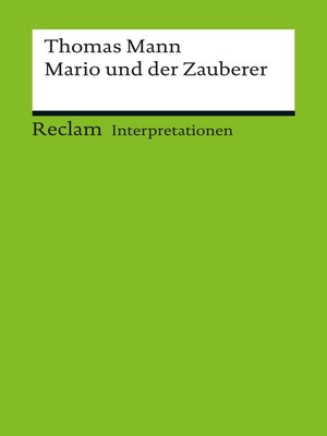 cover image of Interpretation. Thomas Mann